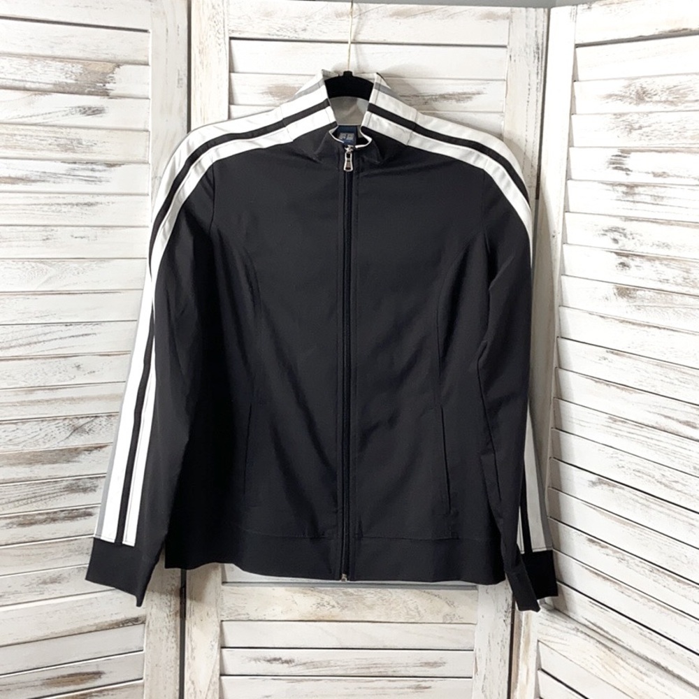 SJB Active | Black & White Striped Zip-Up Athletic Jacket – Size Small - Picture 4 of 9